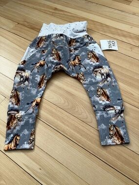 2 For 20 Unisex Adjustable Pants Horse-Print withWaistband - Made in Quebec